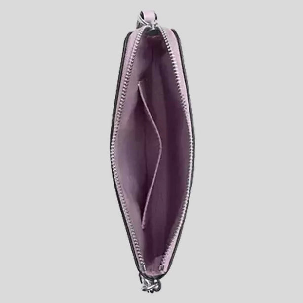 COACH Corner Zip Wristlet In Signature Leather With Heart Charm Light Violet RS-CDF04