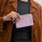 COACH Corner Zip Wristlet In Signature Leather With Heart Charm Light Violet RS-CDF04