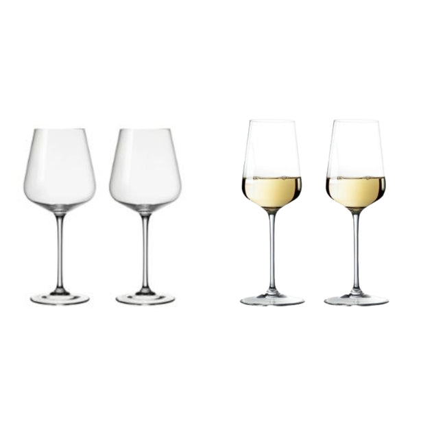 Spiegelau Capri White Wine Glass Ø8xH23.2cm, 380ml , Set Of 2pieces + Spiegelau Capri Bordeaux Glass Ø10xH23.4cm, 590ml, Set Of 2pieces