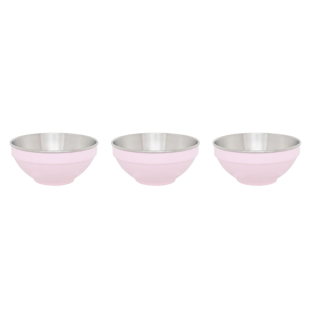 Set of 3 Zebra Stainless Steel Colour Bowl 15cm, Pink