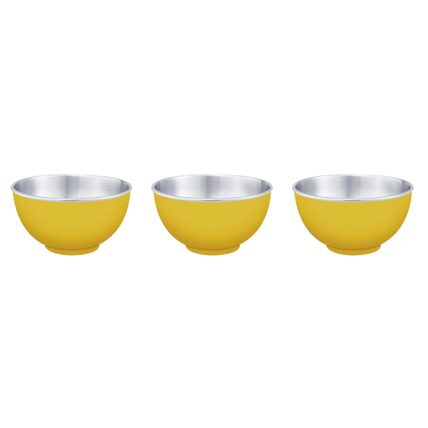 Set of 3 Zebra Stainless Steel Colour Bowl 15cm, Yellow
