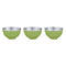 Set of 3 Zebra Stainless Steel Colour Bowl 15cm, Green
