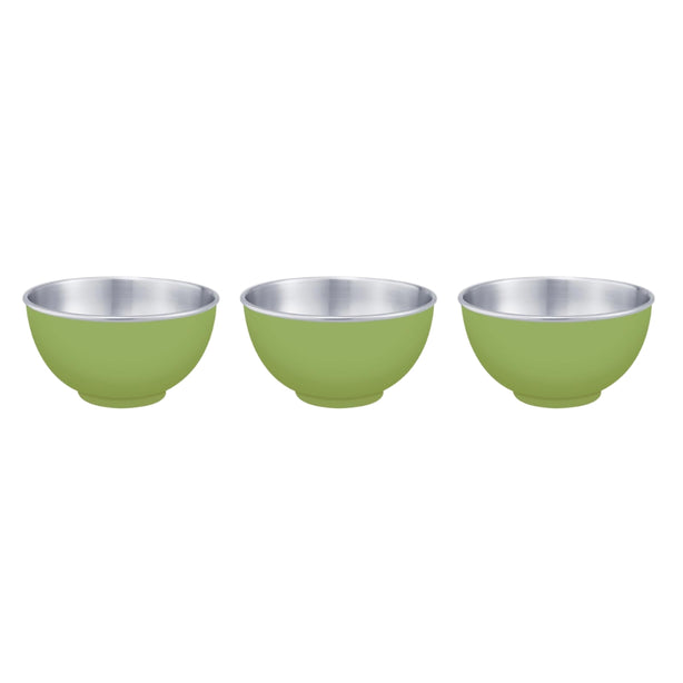 Set of 3 Zebra Stainless Steel Colour Bowl 15cm, Green