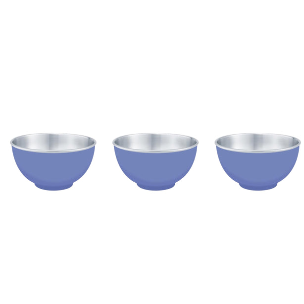 Set of 3 Zebra Stainless Steel Colour Bowl 15cm, Blue