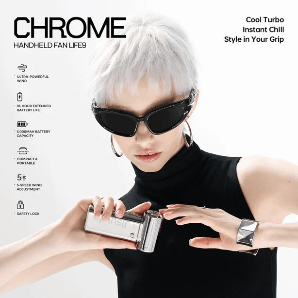 JISULIFE HANDHELD FAN LIFE9 5000MAH-CHROME