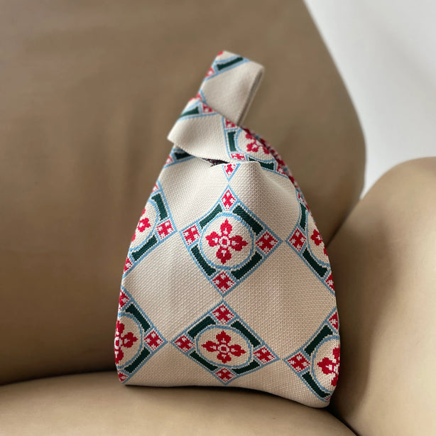 Peranakan Tile Knit Tote (Ivory)