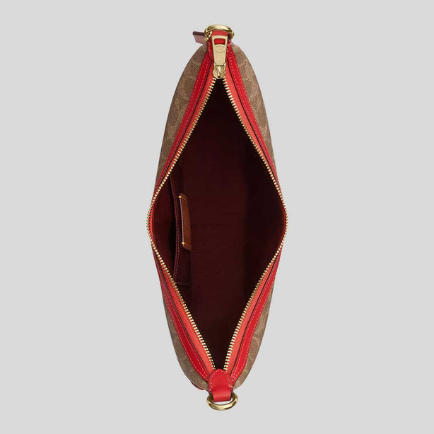COACH Aria Shoulder Bag In Signature Canvas Tan/Carnation RS-CCL26