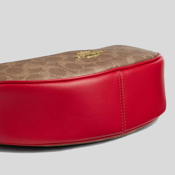 COACH Aria Shoulder Bag In Signature Canvas Tan/Carnation RS-CCL26