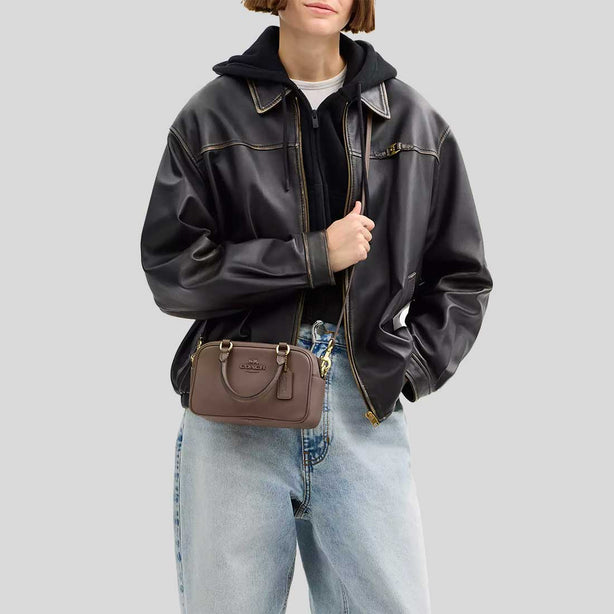 COACH Satchel Crossbody Bag Dark Stone RS-CT776
