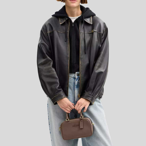 COACH Satchel Crossbody Bag Dark Stone RS-CT776