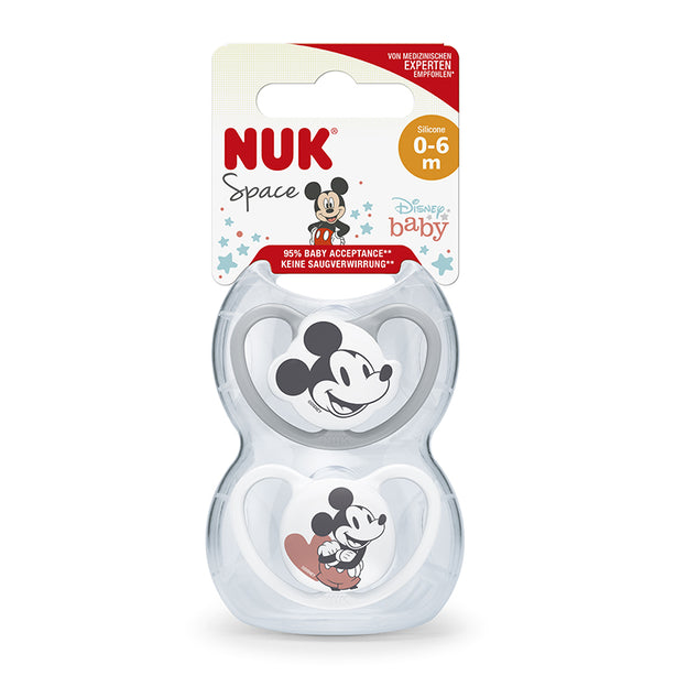 NUK Space Disney Mickey Mouse Silicone Soother Pacifier 2pcs/box | 0-6 Months