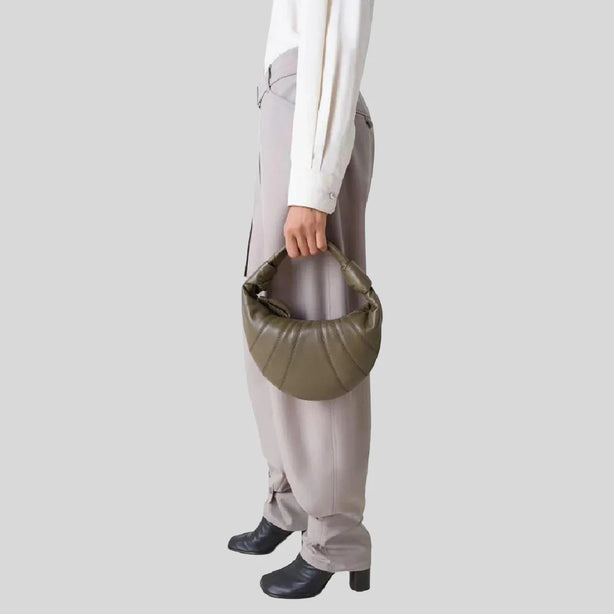 LEMAIRE Mini Fortune Croissant Bag Soft Nappa Leather Dark Khaki RS-BG0125LL095