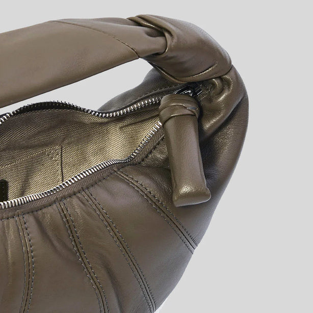 LEMAIRE Mini Fortune Croissant Bag Soft Nappa Leather Dark Khaki RS-BG0125LL095