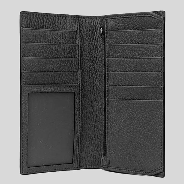 GUCCI Men's Leather Long Bifold Wallet With Interlock GG Logo Black RS-610467