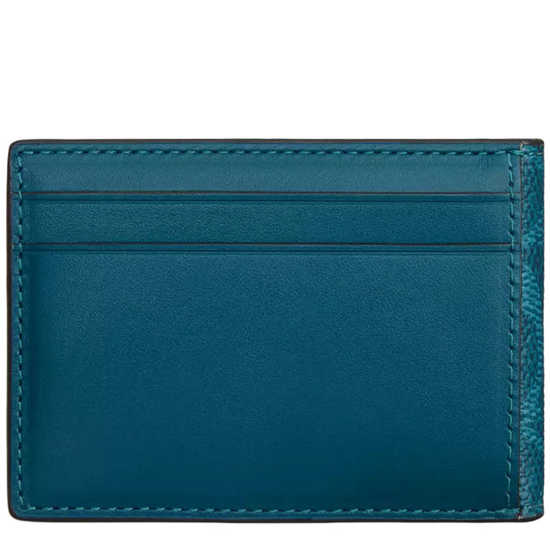 Coach Compact Billfold Wallet In Signature Canvas - Aquamarine Teal CW368