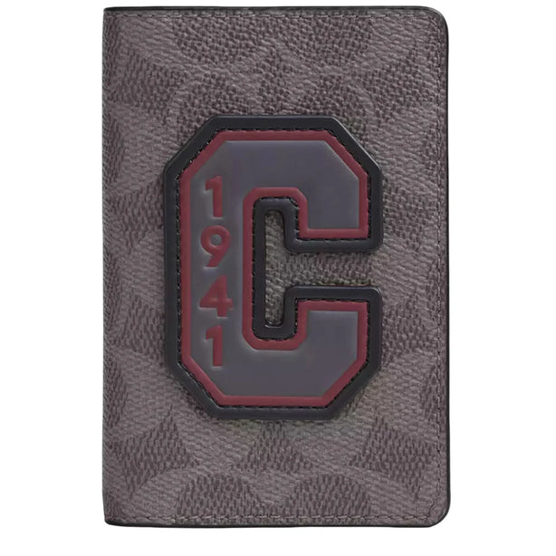 Coach Id Card Wallet In Signature Canvas With Patches - Grey Multi CCF99