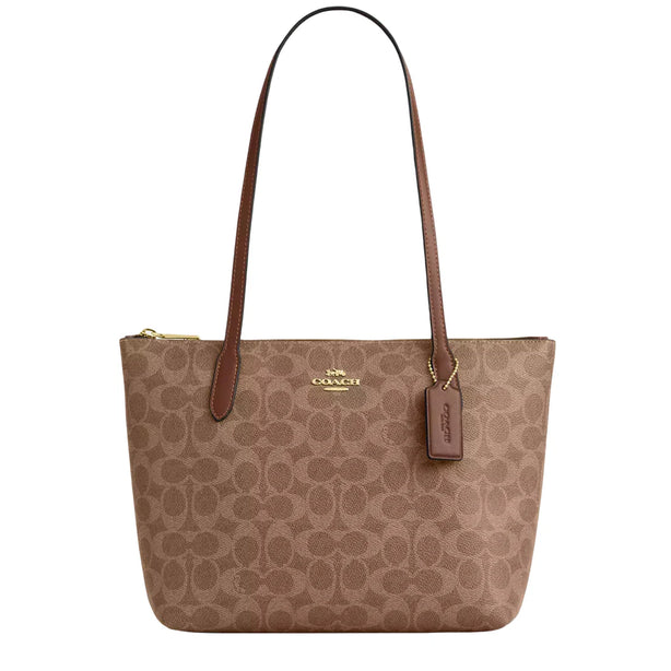 Coach Fiona Zip Tote Bag In Signature Canvas - Tan/ Brown CBT18