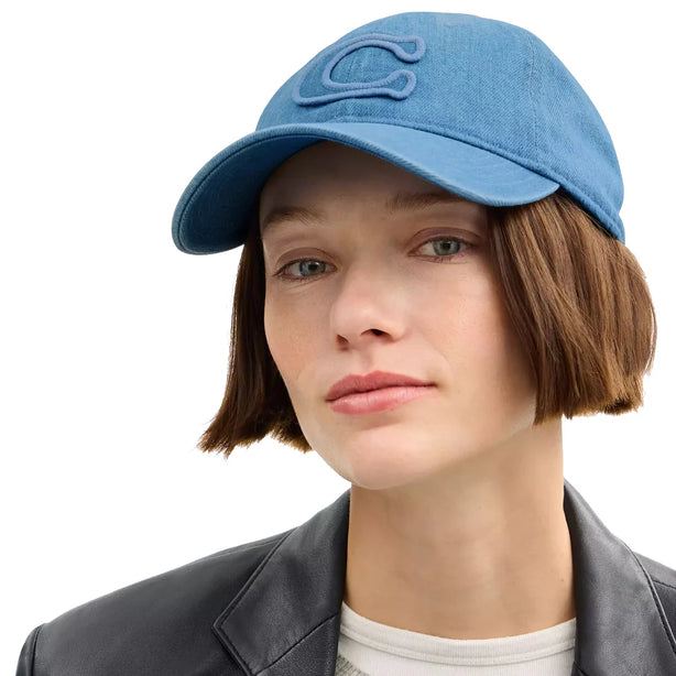 Coach Signature Patch Baseball Hat - Indigo CCN89