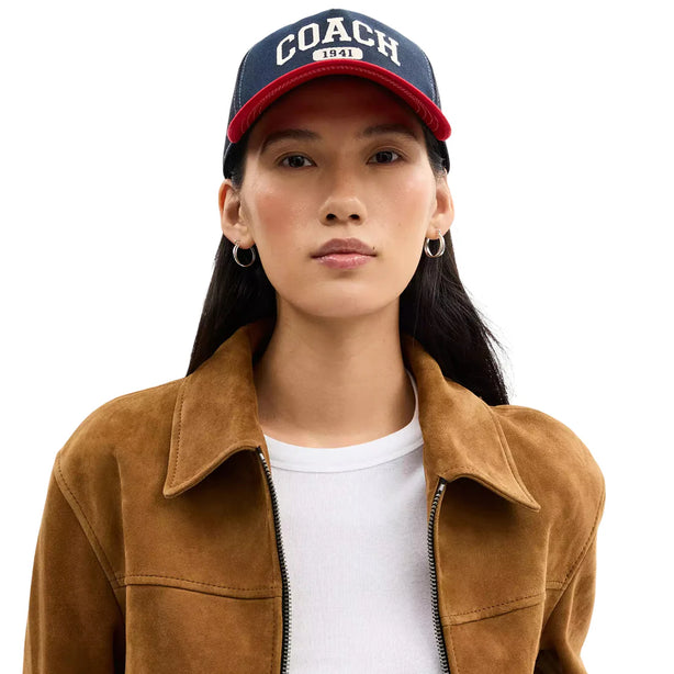 Coach 1941 Varsity Trucker Hat - Navy/ Enamel Red CCN87