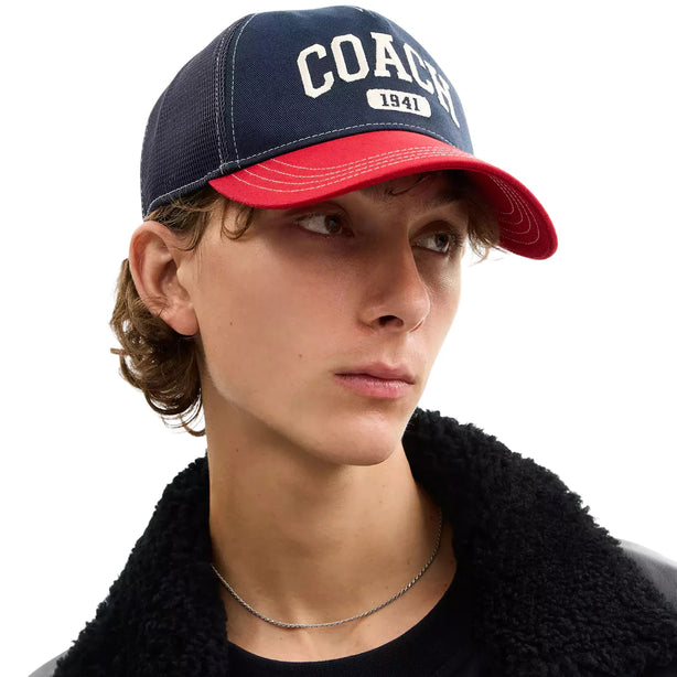 Coach 1941 Varsity Trucker Hat - Navy/ Enamel Red CCN87