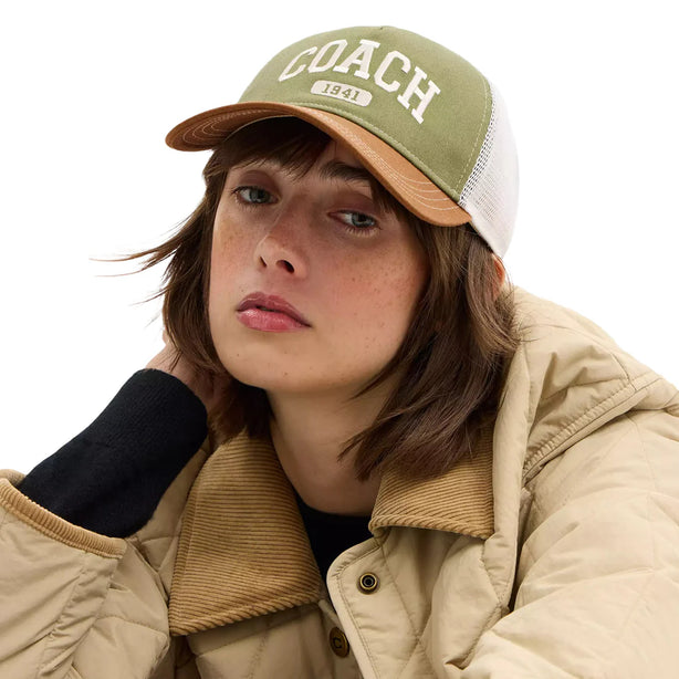 Coach 1941 Varsity Trucker Hat - Olive/ Sable CCN87
