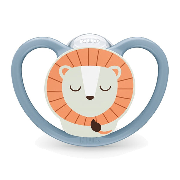 NUK Space Perfect Match Air Night Silicone Soother Pacifier 1pc/box | 0-6 Months | Made in Germany | Glow in the Dark - Lion