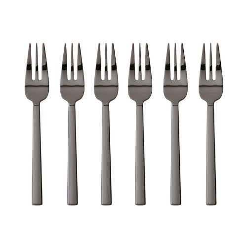 Sambonet Stainless Steel Cake Forks Set, 6 Pieces, Mirror Pvd 2Black, Neutra