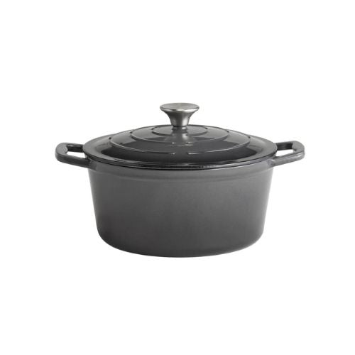APS Enameled Cast Iron Round Casserole Ø25xH11.5cm, 4L, Anthracite, 5 Stars