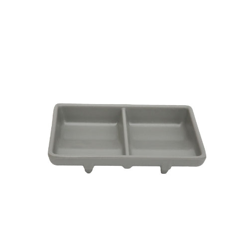 Shunta Melamine Rectangle 2-Divided/ Compartment Sauce Dish L13xW8.4xH2.4cm, Grey, Iwamatsu