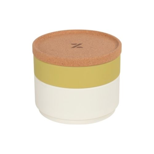 Zicco Melamine Two Layers Round Storage Box With Lid Ø14xH11cm, Pistachio Green & White, Dynasty