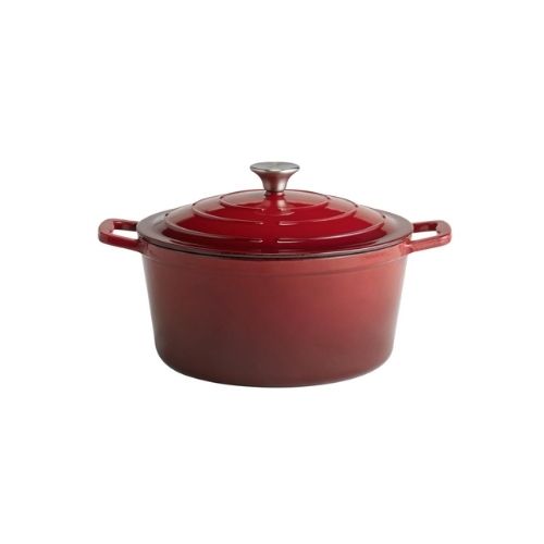 APS Enameled Cast Iron Round Casserole Ø28xH13cm, 6L, Red, 5 Stars