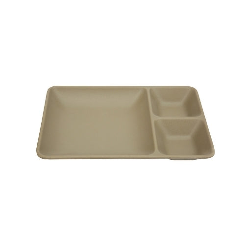 Shunta Melamine Rectangle 3-Divided/ Compartment Plate L24xW16.5xH3.1cm, Dark Beige, Iwamatsu