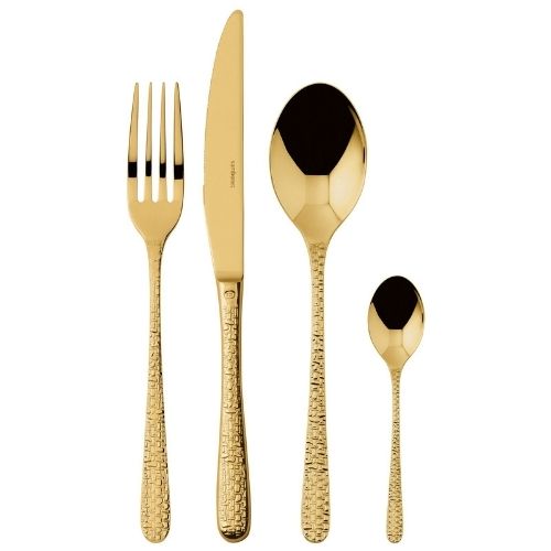 Sambonet Stainless Steel Cutlery Set, 24 Pieces, Mirror Pvd Gold, Venezia