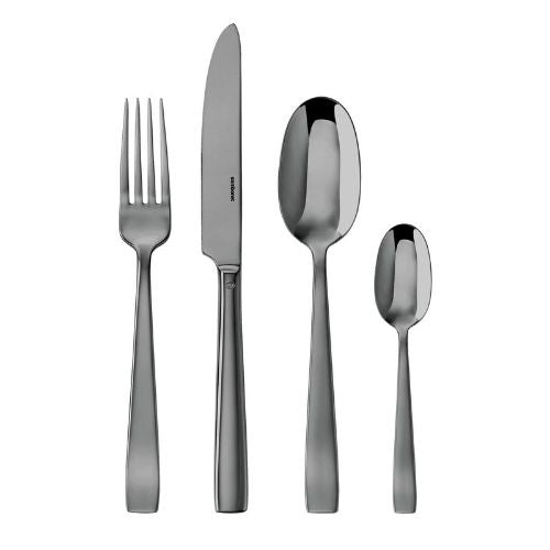 Sambonet Stainless Steel Cutlery Set, 24 Pieces, Mirror Pvd 2Black, Flat