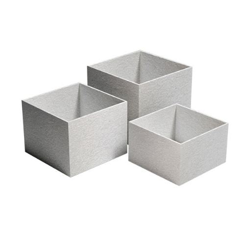 Poseidon Recycled Polystyrene Nestable Square Box L28xW28xH25cm, 3piecestainless Steelet, Pearl White