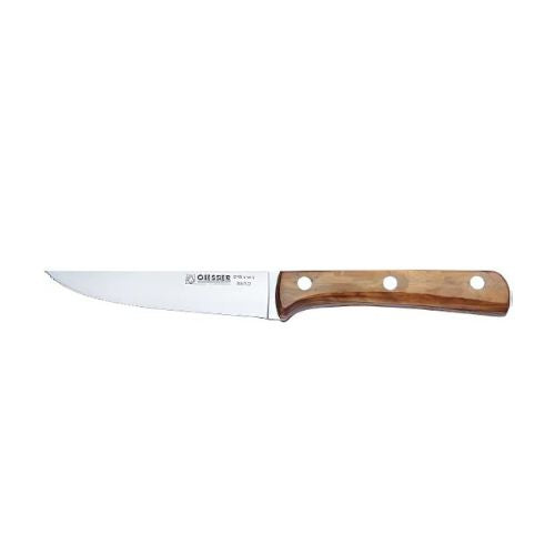 Giesser Steak Knife 12cm With Serrated Edge, Olive Wooden Handle