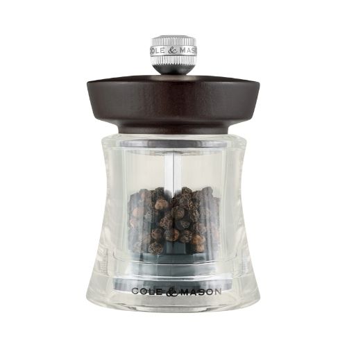 Cole&Mason Acrylic Pepper Mill 9.5 cm, Black Wood, Holborn