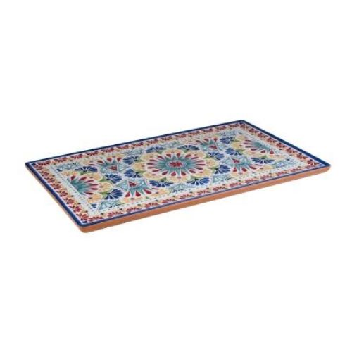 APS Melamine Gn 1/1 Tray L53xW32.5xH2cm, Terracotta Blue, Arabesque