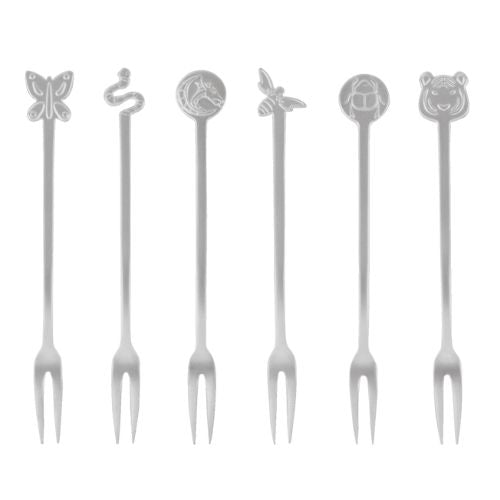 Sambonet Stainless Steel Party Forks Set, 6 Pieces, Antique Steel, Fashion, Living