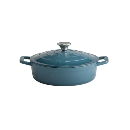 APS Enameled Cast Iron Round Low Casserole Ø25xH7cm, 2.5L, Turquoise, 5 Stars