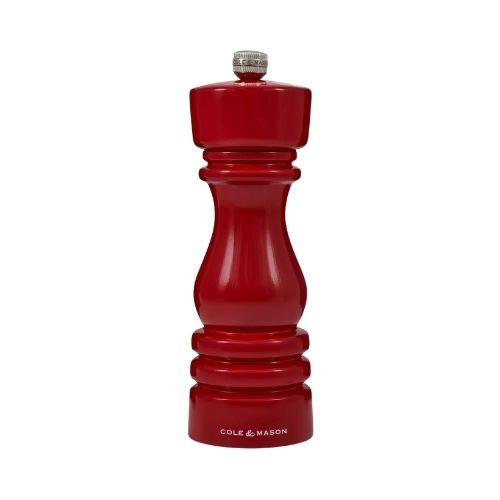 Cole&Mason Wooden Salt Mill 18cm, Red Gloss, London