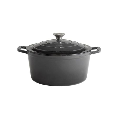 APS Enameled Cast Iron Round Casserole Ø28xH13cm, 6L, Anthracite, 5 Stars