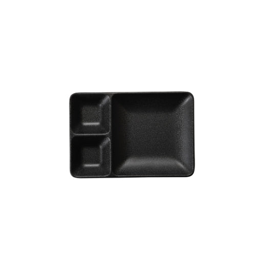 Shunta Melamine Rectangle 3-Divided/ Compartment Plate L24xW16.5xH3.1cm, Black, Iwamatsu