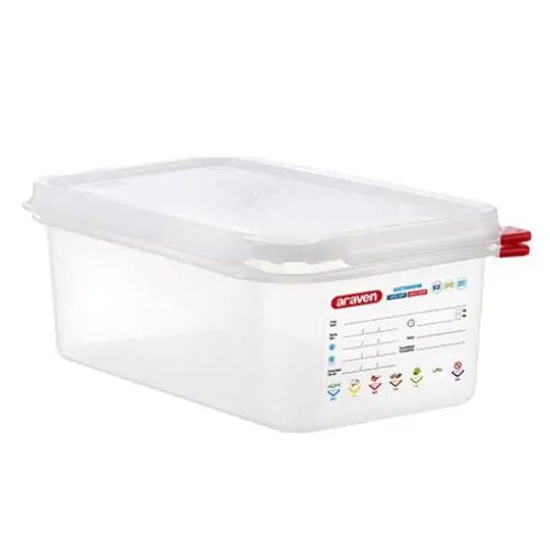 Araven Polypropylene Microwaveable Container Gn 1/4 With Airtight Lid L26.5xW16.2xH10cm 2.8L, Translucent