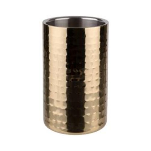 APS Stainless Steel Double Wall Bottle Cooler Ø12xH20cm, Hammered Gold