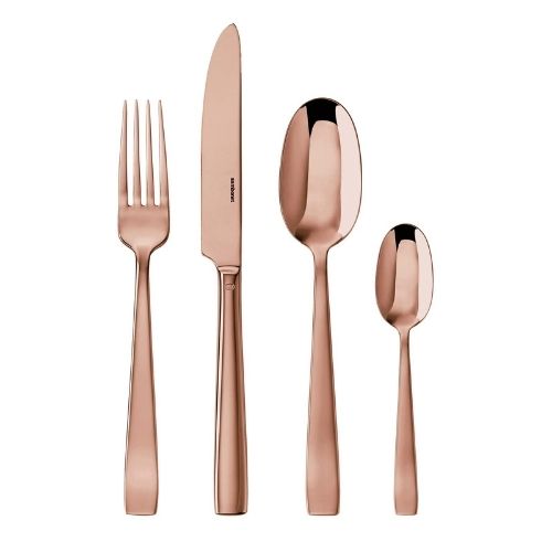 Sambonet Stainless Steel Cutlery Set, 24 Pieces, Mirror Pvd Copper, Flat