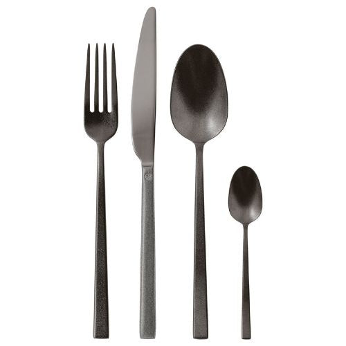 Sambonet Stainless Steel Cutlery Set, 24 Pieces, Diamond Pvd 2Black, Rock