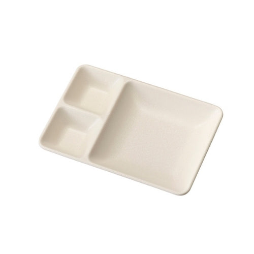Shunta Melamine Rectangle 3-Divided/ Compartment Plate L24xW16.5xH3.1cm, White, Iwamatsu