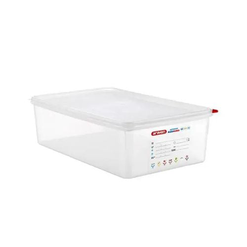 Araven Polypropylene Microwaveable Container Gn 1/1 With Airtight Lid L53xW32.5xH15cm 20.5L, Translucent