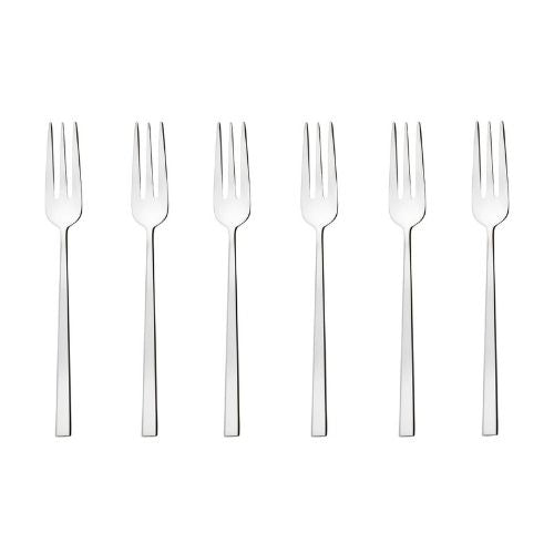 Sambonet 18/10 Stainless Steel Pastry Forks Set, 6 Pieces, Mirror Finish, Rock